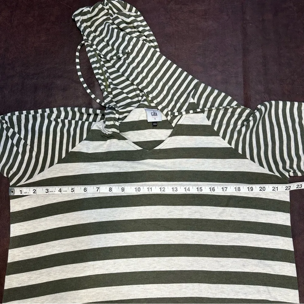 Cabi Playoff‎ Hoodie Womens Small Ivory Green Stripe Style #3995 Fall 2020 - Image 13