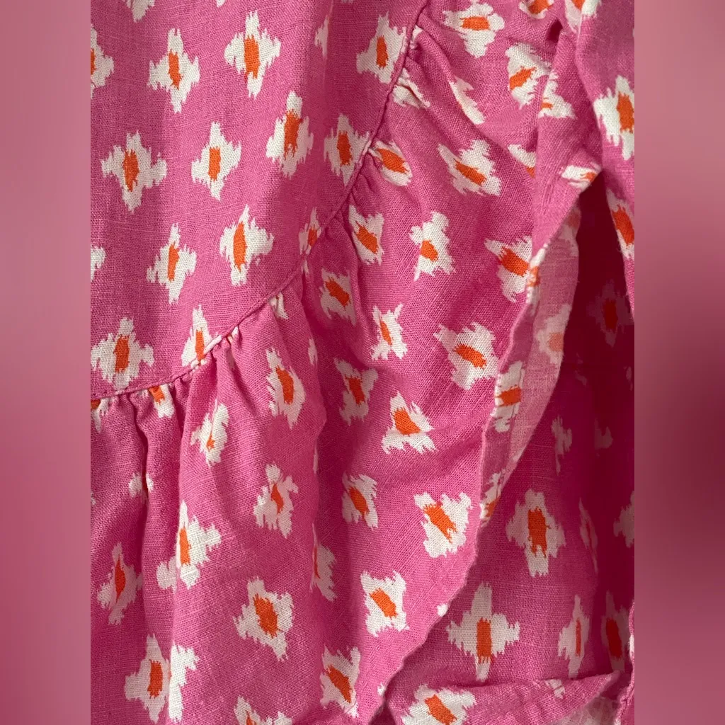 aerie pink / orange tie side wrap mini skirt; geometric print; summer; size S - Image 3