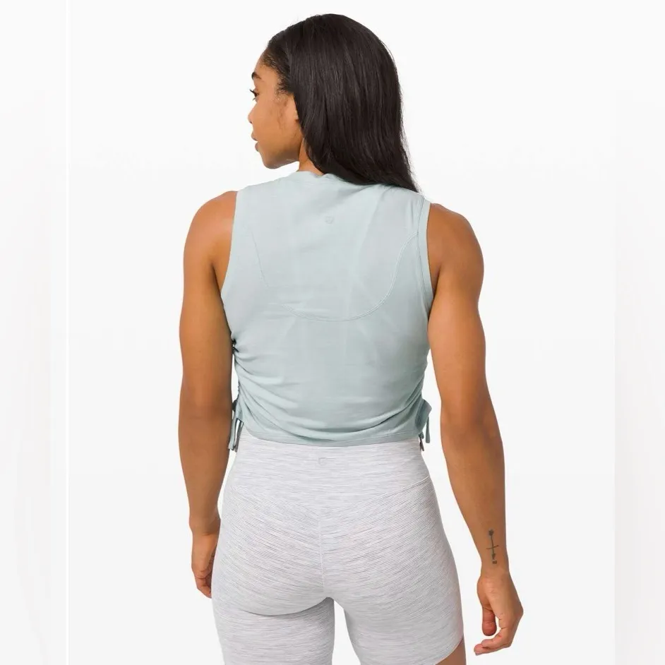 Lululemon Women’s Cinch It Up Tank Top Hazy Jade Workout Pima Cotton EUC $54 - Image 4