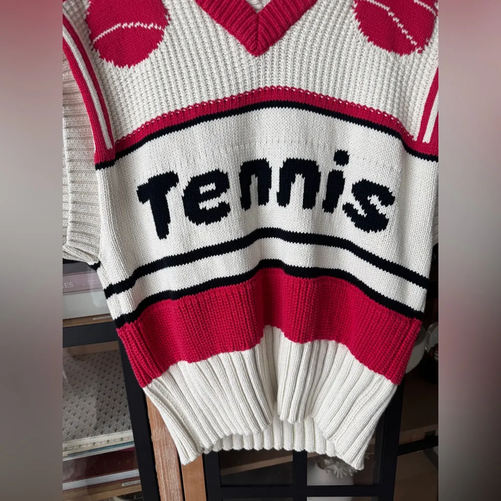 Maeve Tennis V-Neck Twofer Sweater Vest Anthropologie chunky knit collar us open - Image 5