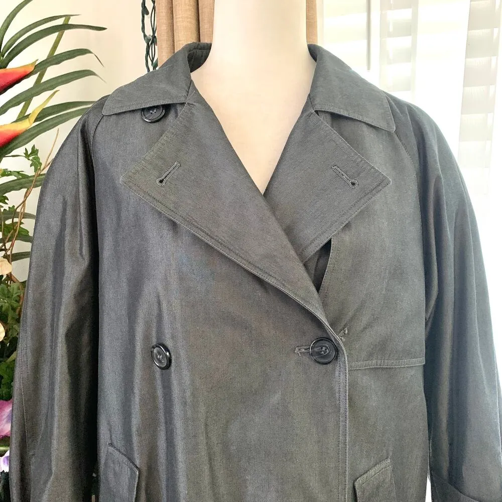 Evan Picone Vintage Wool Lined Trench Coat in Gray - Image 2