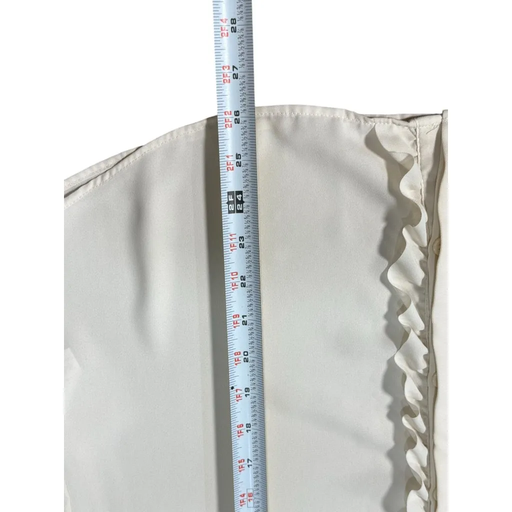 NEW Banana Republic Size PL Ruffle Front Collared Sleeveless Button Up Cream - Image 7