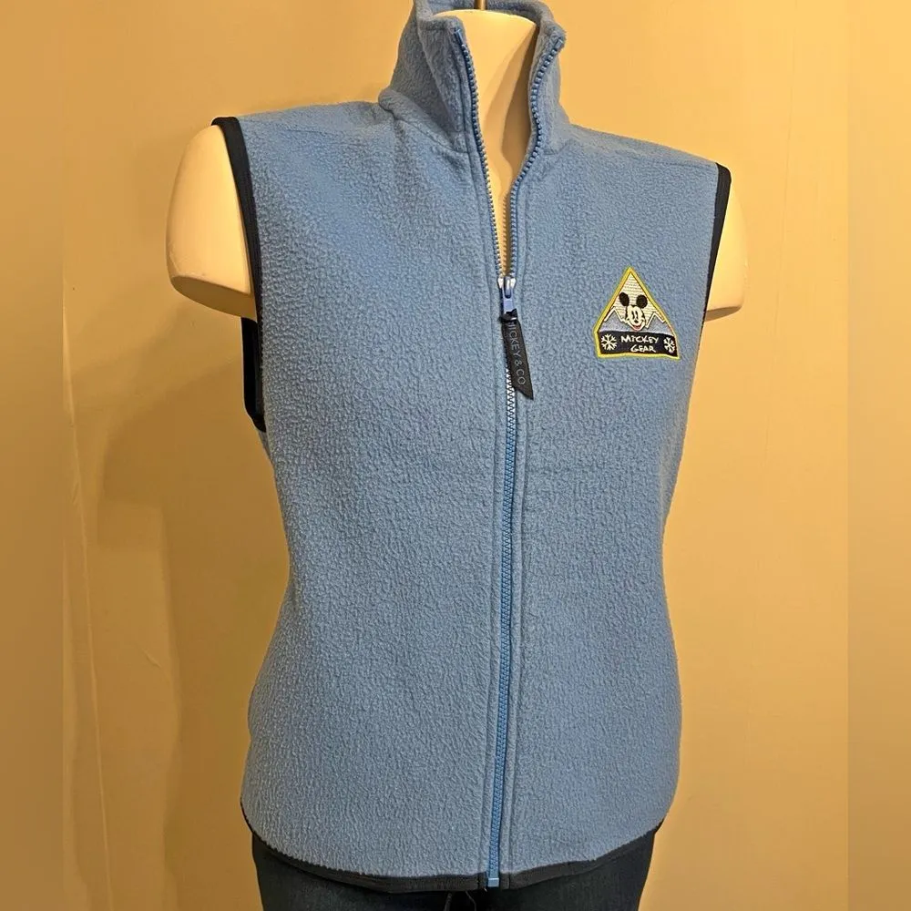 Vintage Y2K Mickey & Co Mickey Gear Blue Fleece Zip Vest Small Disney Outerwear - Image 2