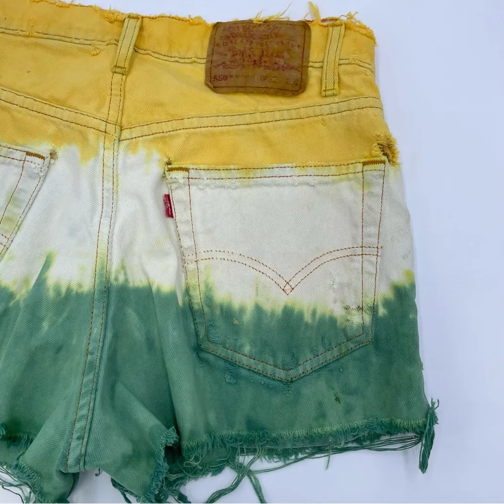 Vintage 90s Levi's Cut-Off Shorts Tie-Dye Distressed Women Beach Bum Hippie Boho - Image 13
