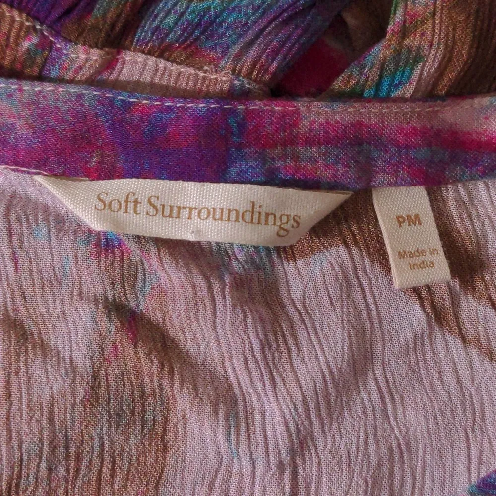 Soft Surroundings Womens Italian Dreams Dress Multicolor Floral Maxi Petite M - Image 6