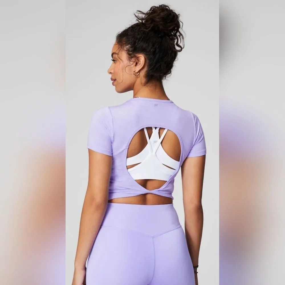NWT Fabletics Fields of Lilac Heather Dry-Flex Open Back Twist Tee (XL) - Image 2