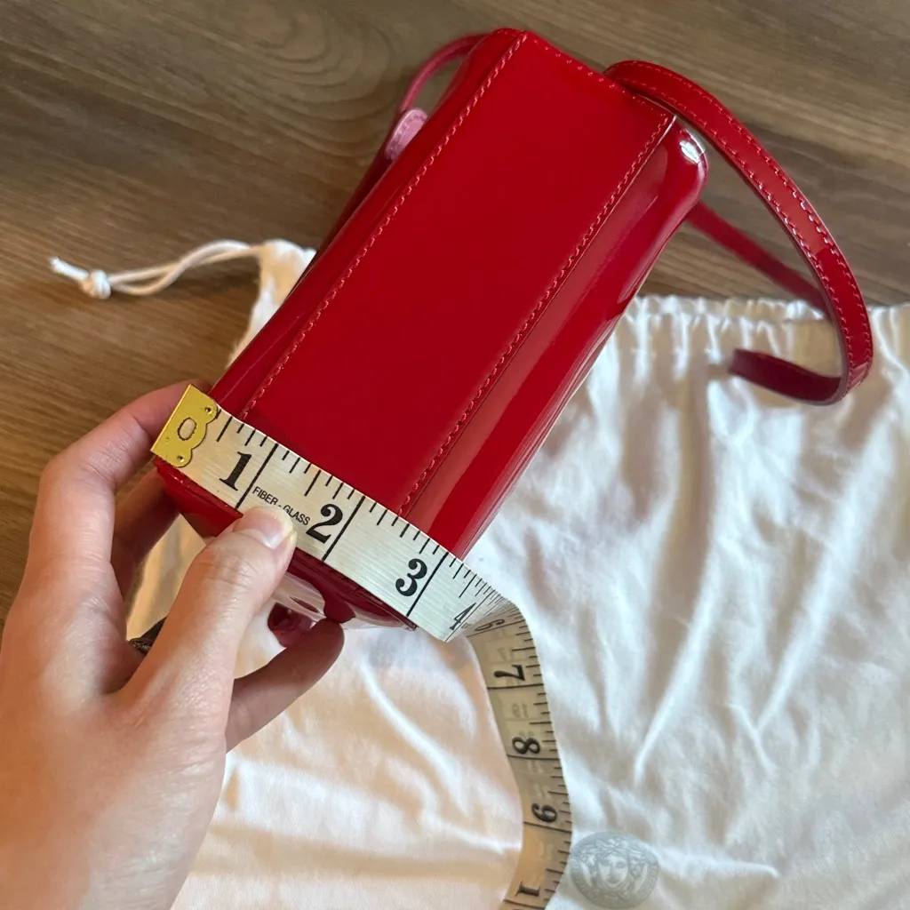 Versace red patent leather top handle Medusa mini bag - Image 9
