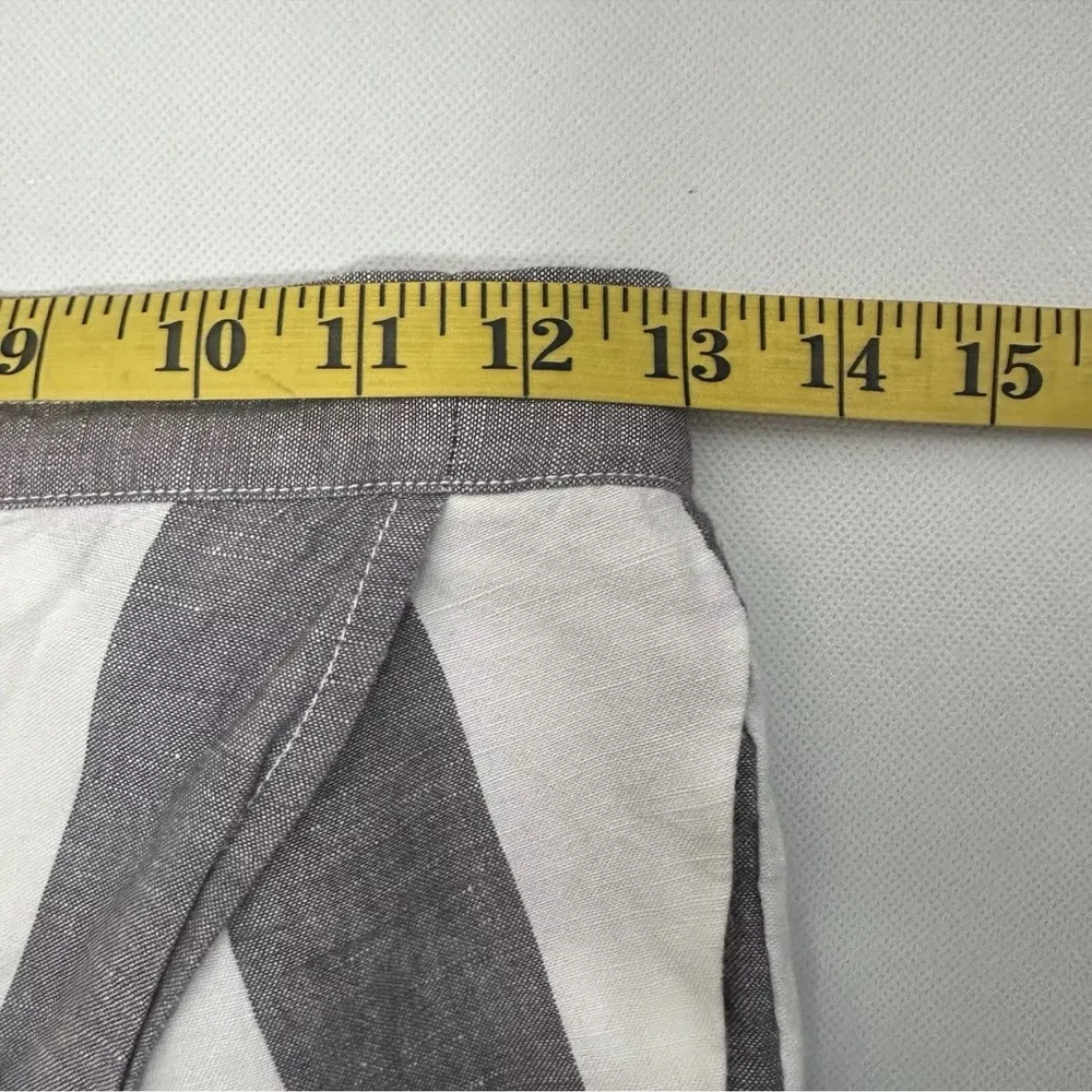 MADEWELL Skirt Midi Grey White Striped Overlay Wrap Tulip Hem Slit Linen Blend S - Image 7