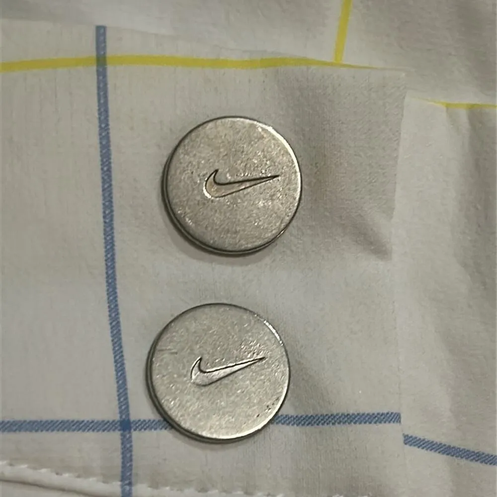 Woman’s Nike Dri-Fit Golf Bermuda Shorts White w/blue & yellow stripes Size 6 - Image 10