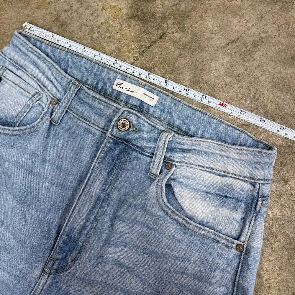 KanCan Flare Curvy High Rise Slit Frayed Hem Jean Blue Size 30 - Image 4