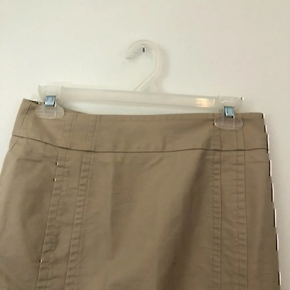 MEXX Solid Tan Beige Straight Pencil Work Cotton Knee Length Skirt UK 10 / US 6 - Image 3