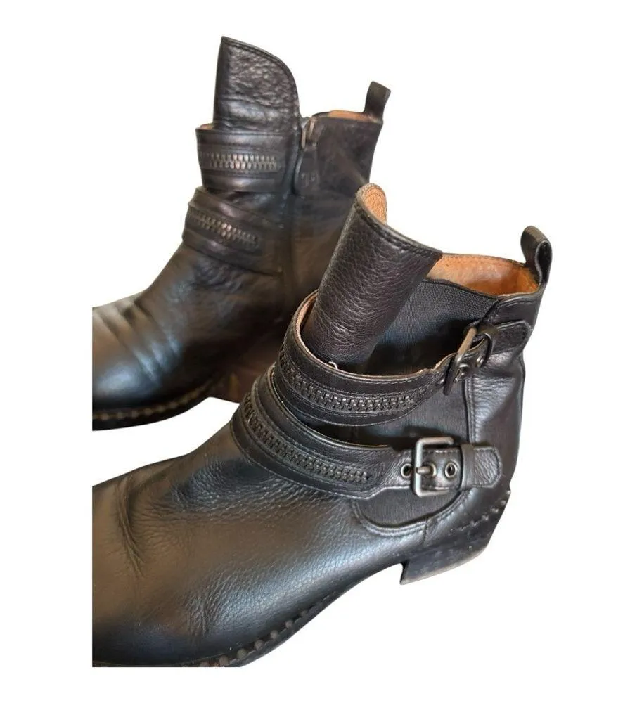 Gentle Soul Barnaby Leather Zip Buckle Bootie Size 6.5M Western Cowboy Black - Image 8