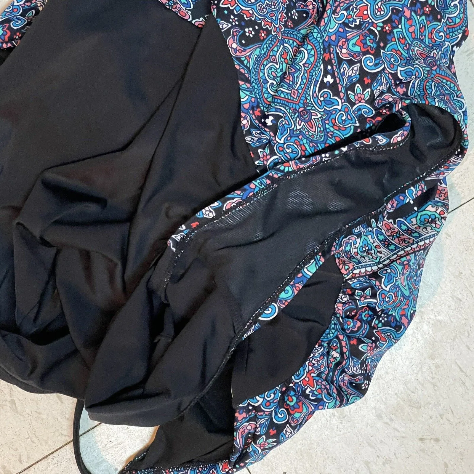 Ava‎ & Viv One Piece Swimsuit  26W Floral Black Built in Bra Comfort Straps - Image 5