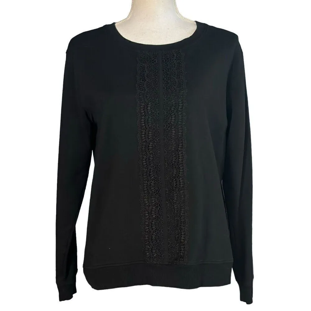 Karl Lagerfeld Sweater Size Small Lace Black Minimalist Preppy Dainty Goth Work - Image 7
