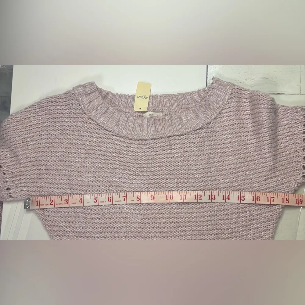 Aerie Size XS Soft Pink Lightweight Loose  Knit Sweater Crew Neck New - Image 3