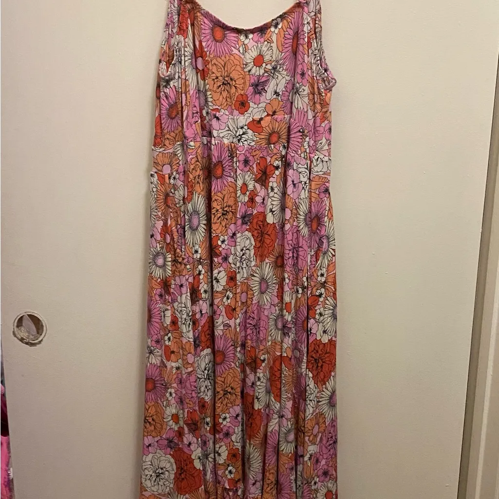 Torrid Womens Maxi Tank Dress Size 2 2X 2XL Floral Boho Print Pink Orange White - Image 6