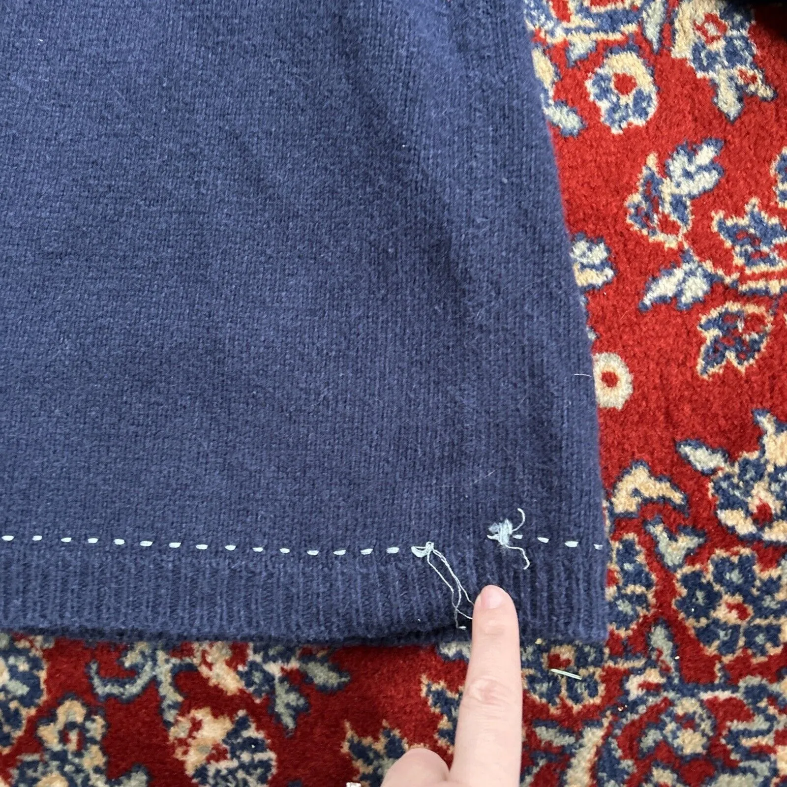 Vintage Christmas Sweater Womens XL Cardigan Wool Blend Snow Flake Grandma Blue - Image 6