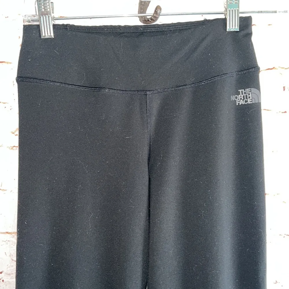 The North Face knit pants pull on XS mid rise black logo wide leg womens stretch - Image 2