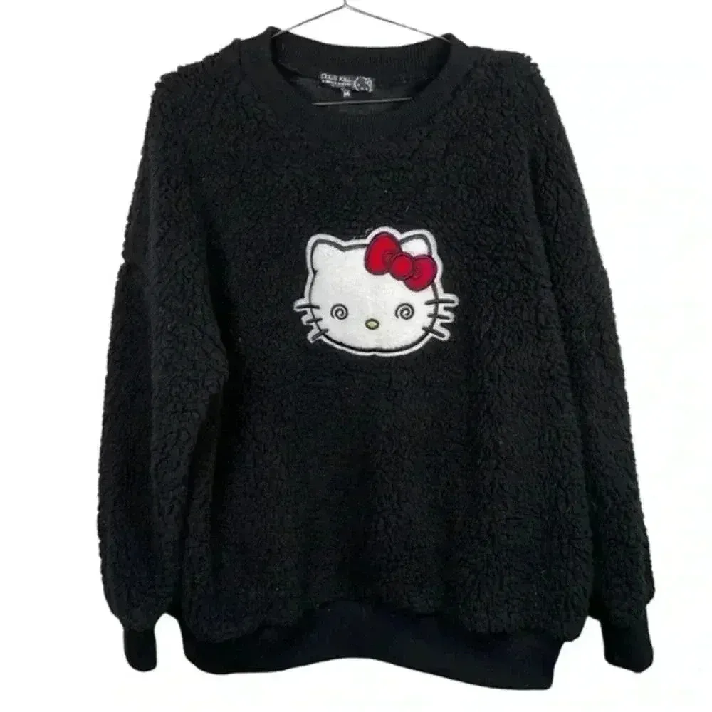 Dolls Kill x Hello‎ Kitty Black Teddy Sweatshirt - Image 2