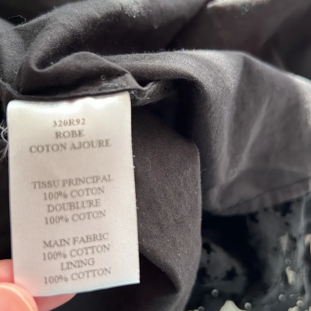 Carven Black Mini Eyelet Overlay Dress LBD Size 4 - Image 4