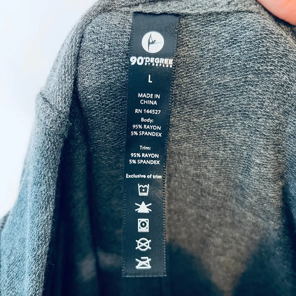 90 Degree by Reflex Hoodie Gray Criss Cross Shirt L Size L - Image 5