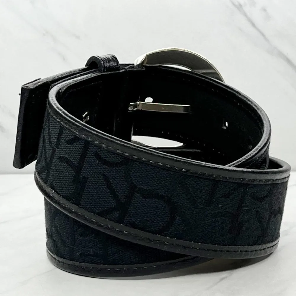 Calvin Klein  Wide Black CK Logo Genuine Leather Trim Belt Size XS 26 - Image 10