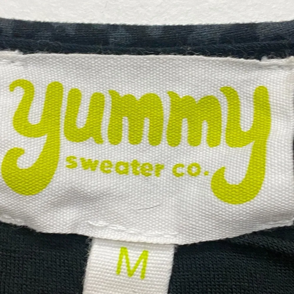 Yummy Sweater Co Junior Medium Black Gray Leopard Print Long Sleeve Body Suit - Image 5