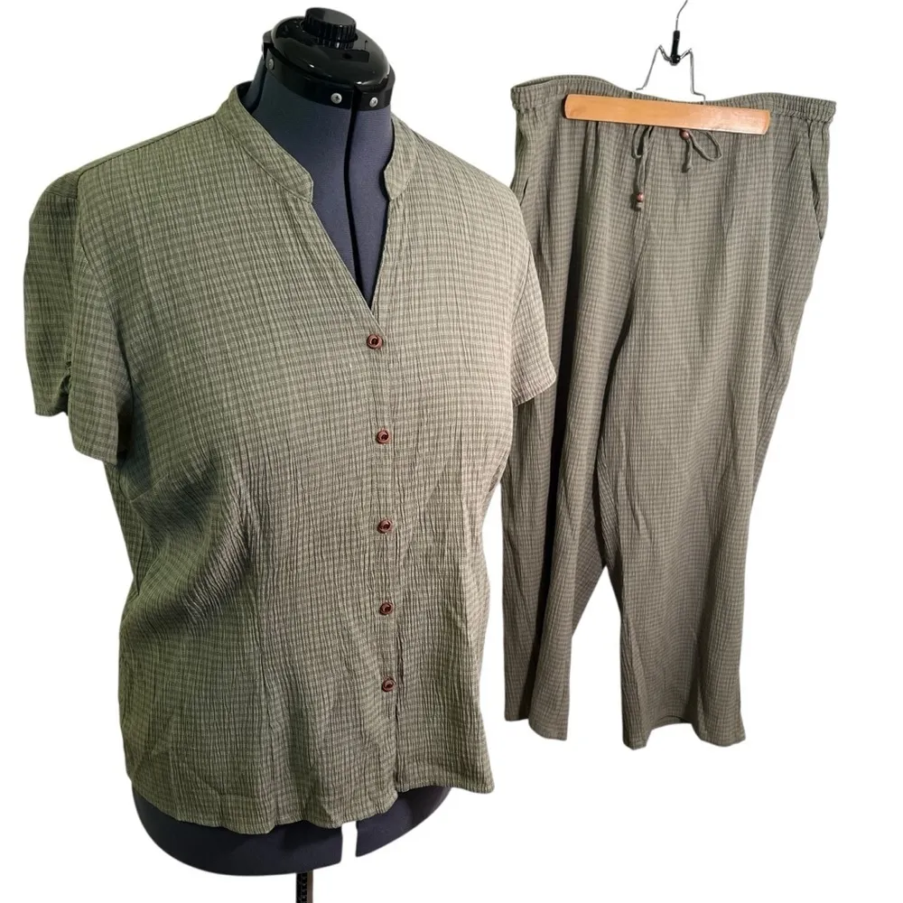 Vintage JM Collection Pant Set Sage Green 16 - Image 2