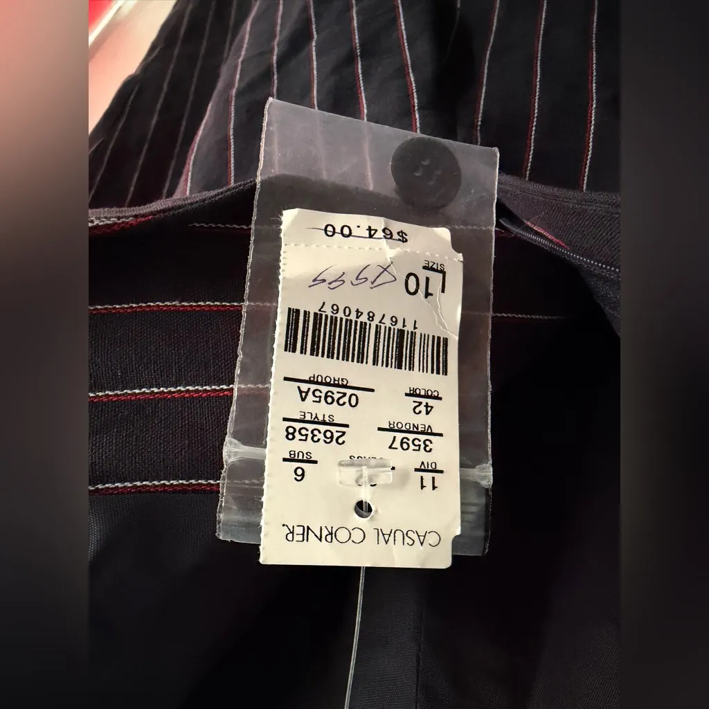 CASUAL CORNER Linen Blend Pinstripe Dress Pants Navy Pink – Size 10 NWT Blue - Image 13