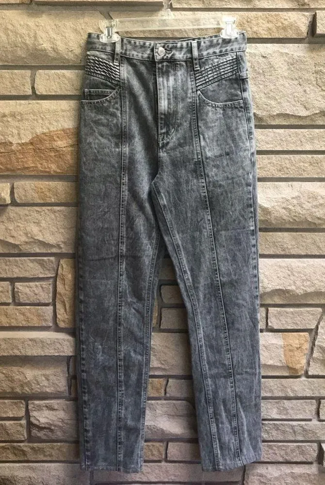 Isabel Marant Etoile Pantalon Hominy Gray High Waist Acid Stone Wash Jeans 38 4 - Image 4