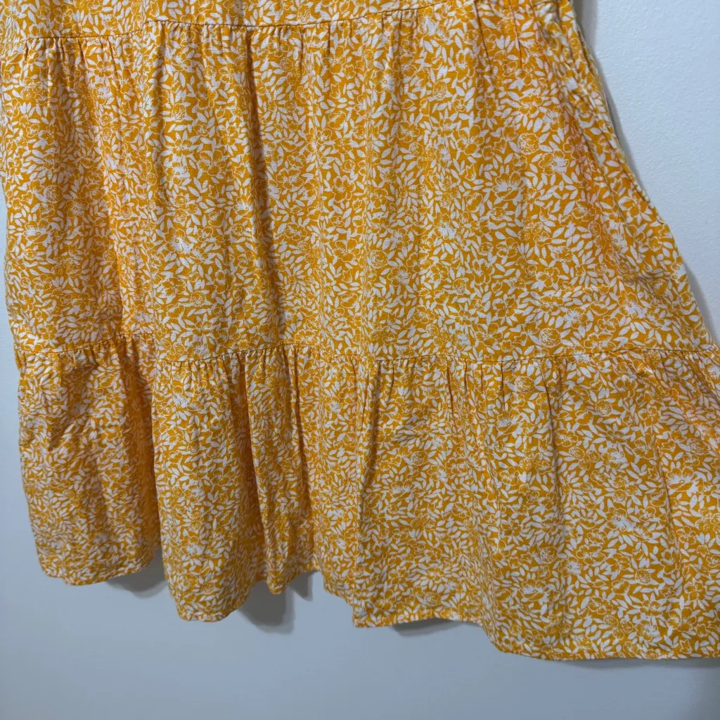 J. Crew Yellow Floral Linen Dress Size 18 Women’s Plus Ruffle Spring Summer - Image 6