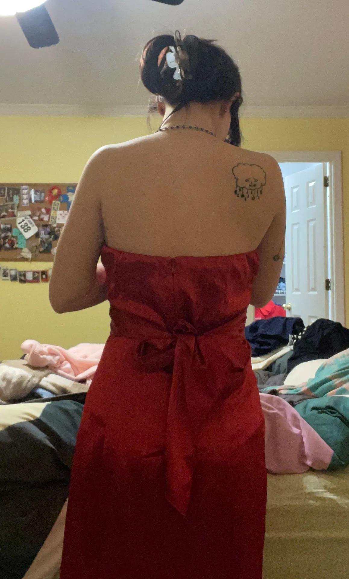 Red Strapless Dress - Image 3