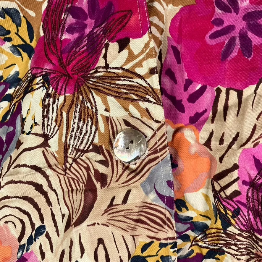 Vintage 90's Laura Ashley Floral Jacket Silk Cotton Button Down Womens Medium - Image 4