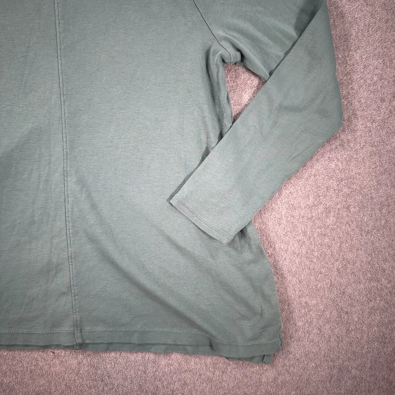 J.Jill Pima Crew Neck High Low Tee Shirt Women's Petite Medium Green Long Sleeve Size undefined - Image 2