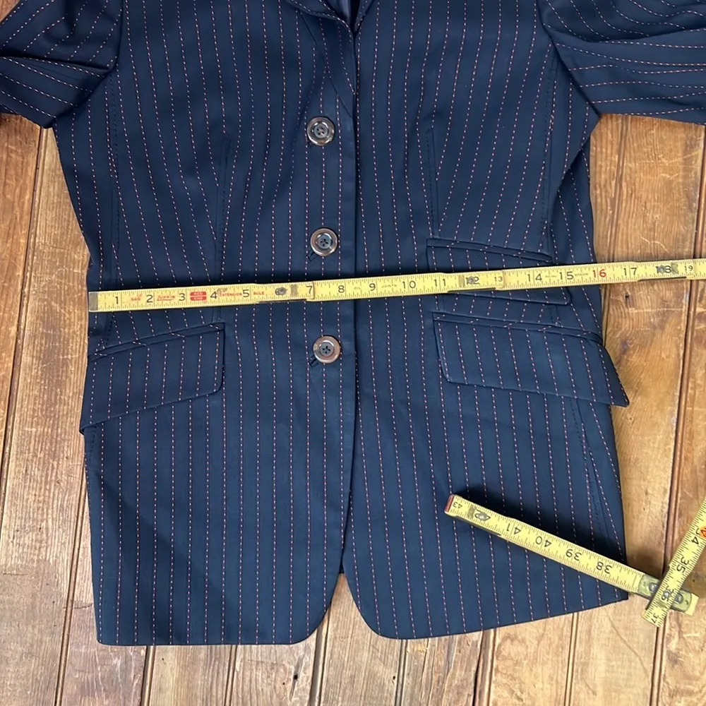 Women’s Rena Lange slate/coral Pinstripe Blazer size 38 Black - Image 5