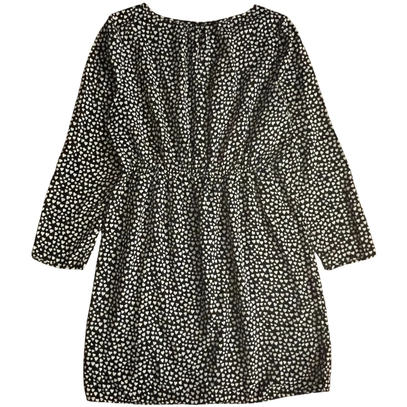 J.CREW  Black White Heart Prints Long Sleeve Knee Length Dress, US10 - Image 4