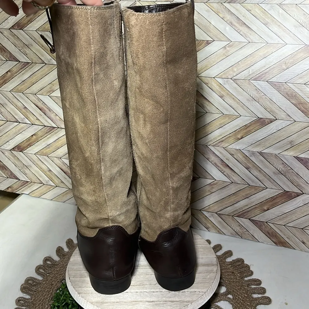 Lauren Ralph Lauren Sagira ll Full Zip Up Leather & Suede Boots Brown Size 8 - Image 2