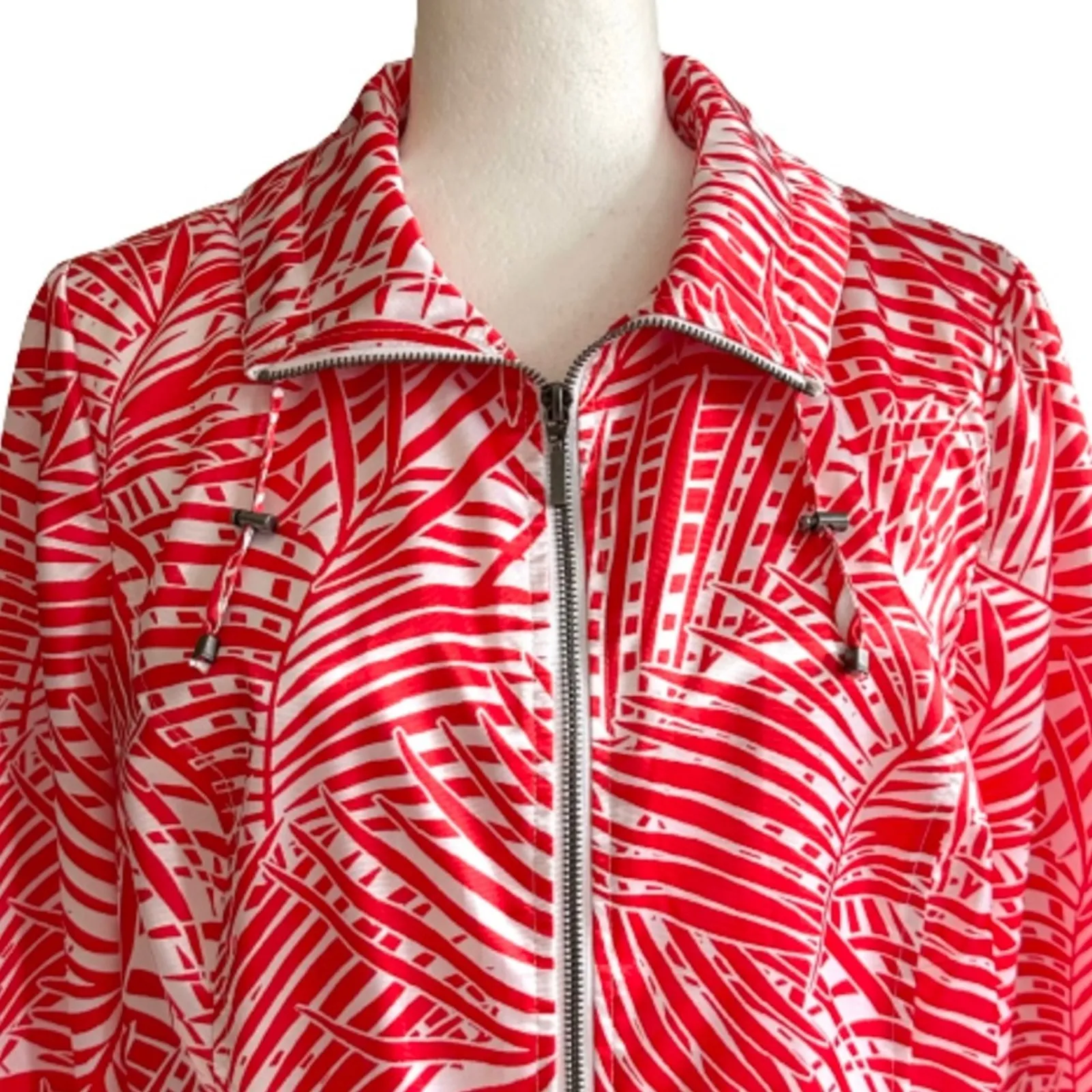 Weekend by Chicos Jacket Tropical Print Lightweight Zip Front Top Jacket Medium - Image 3