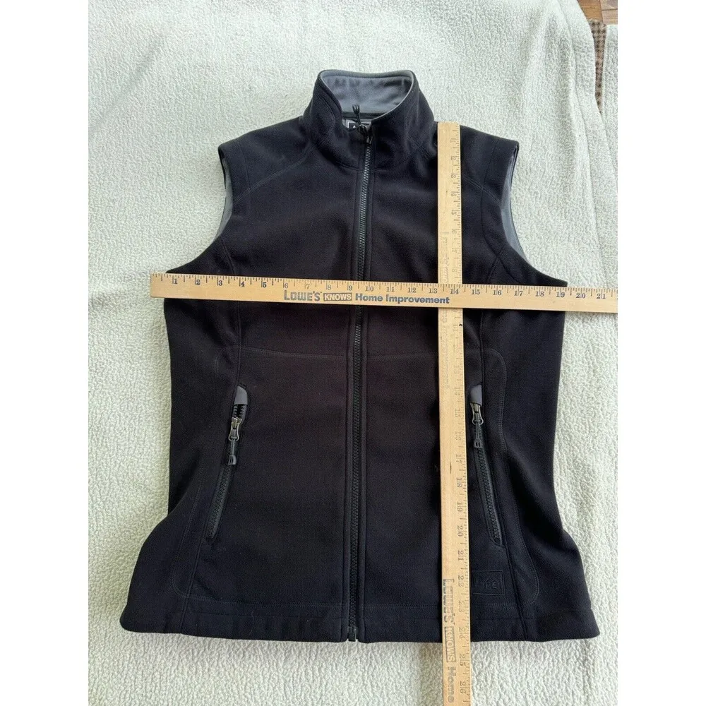 REI Women's Fleece Vest M Black Grey Pockets Medium Weight Layering Outdoors - Image 4