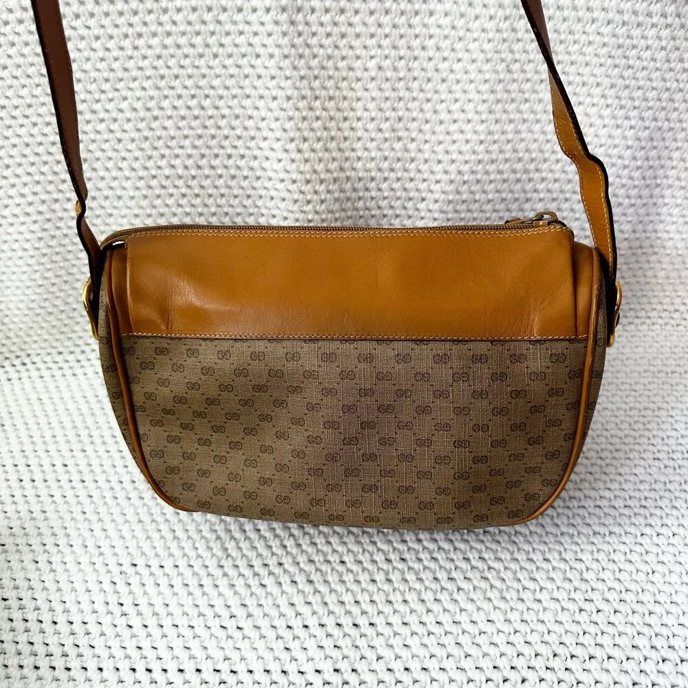Gucci Vintage 70s Era Micro GG Monogram Crossbody Tan Canvas PVC Crossbody Bag - Image 7