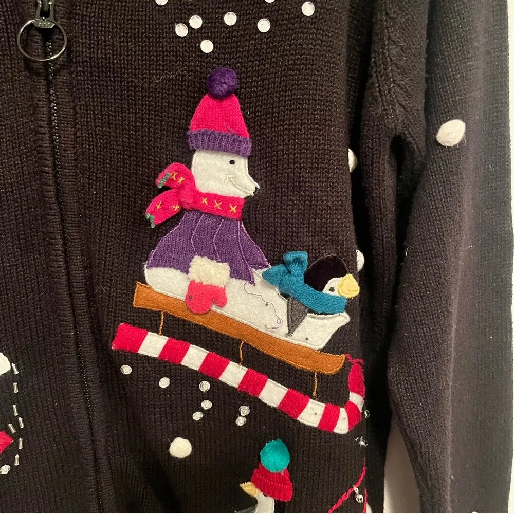 Karen Scott Ugly Christmas Cardigan Embroidered Sweater - Image 6
