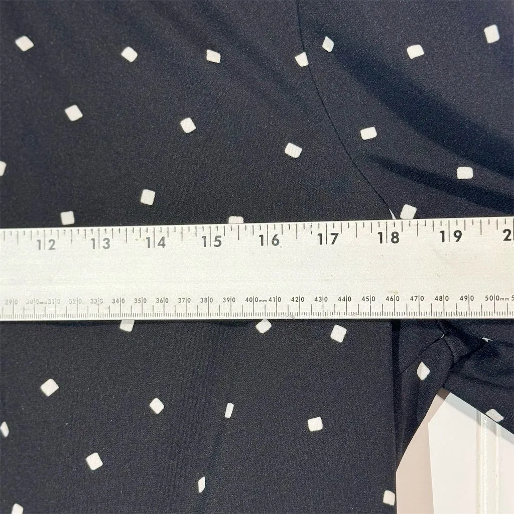 Karl Lagerfeld Paris Black Polka Dot Smocked Blouse L Mock Neck Long Sleeve Size L - Image 3