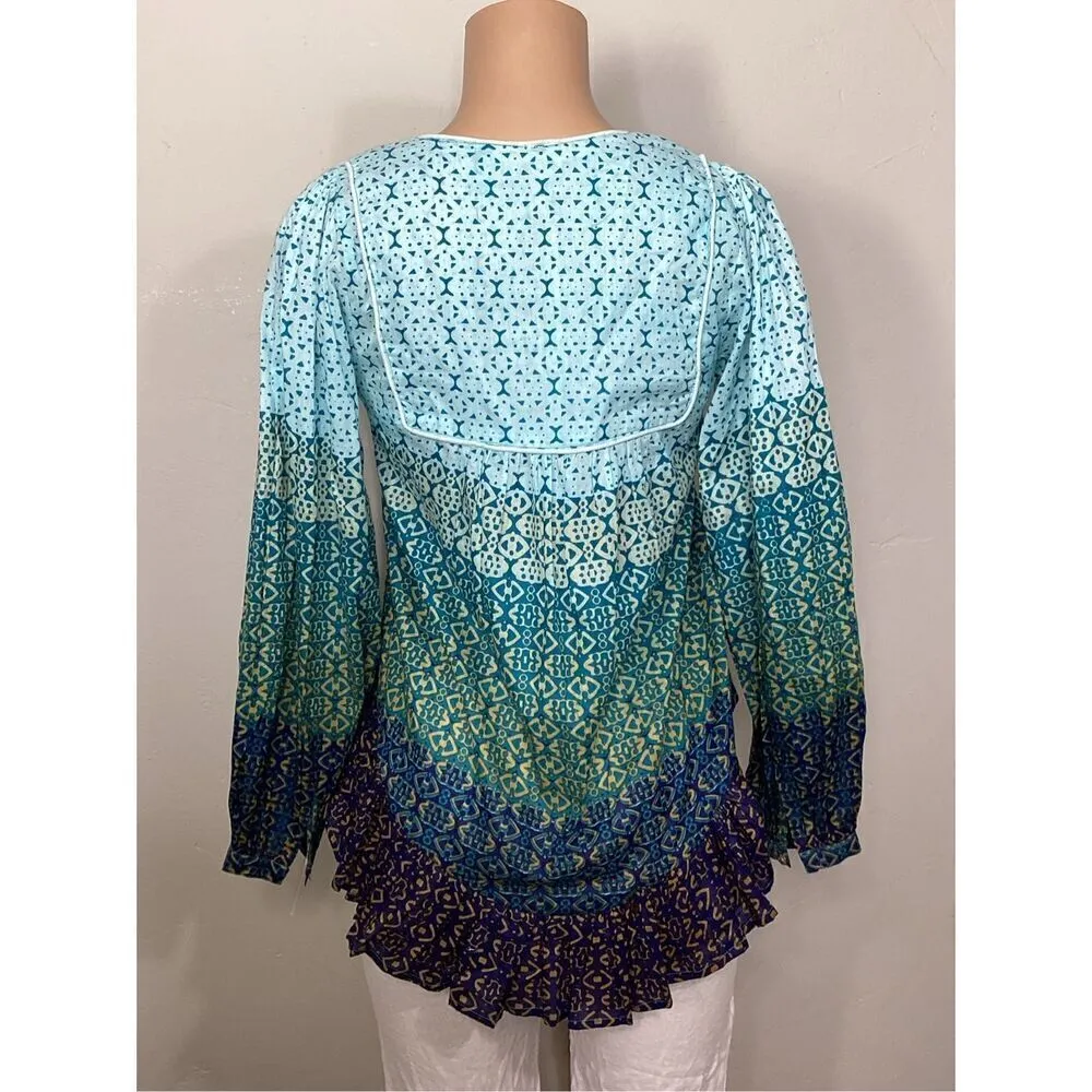 New. RAGA boho blue tiered top. Medium. Retails $139 - Image 5