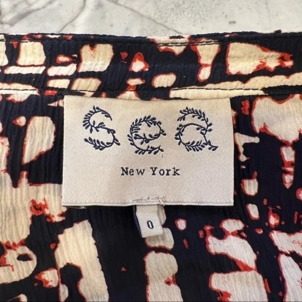 Sea New York Button Down Blouse 100% Silk Red Size 0 - Image 9