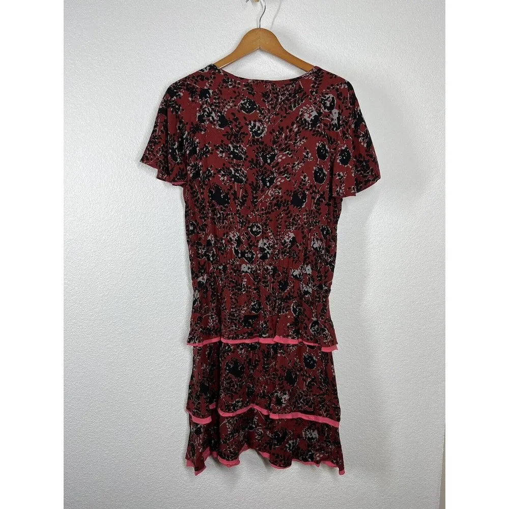 Matilda Jane Helena Tiered Flapper Dress Medium M Floral Knit Flutter Sleeves - Image 6