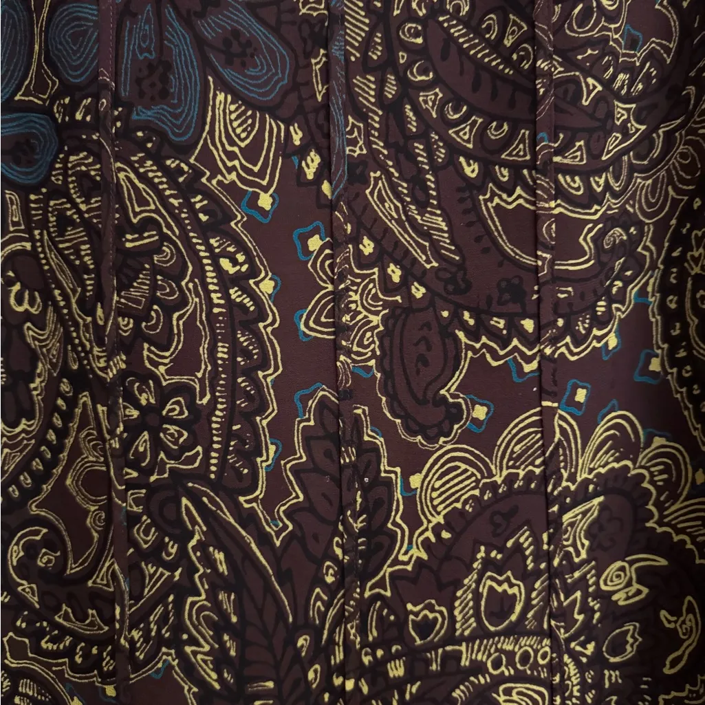 VNTG Jones NY Small Silk Knee Length Purple Yellow Paisley Mixed Pattern Skirt - Image 2