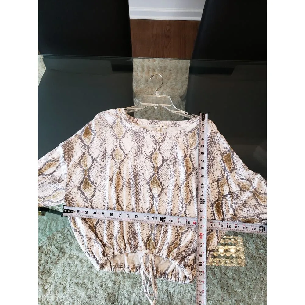 Women's Express Snake Print Long Sleeve Top Size S Long Sleeves Boat Neck - Image 10