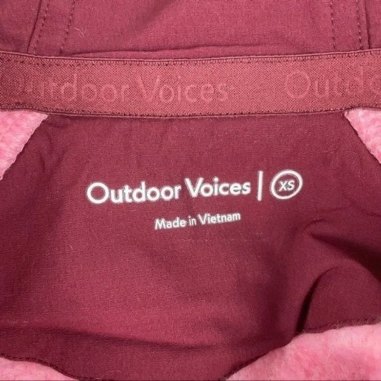Outdoor Voices Megafleece Maroon Pink Colorblock Gorpcore Zip Fleece Jacket XS - Image 6