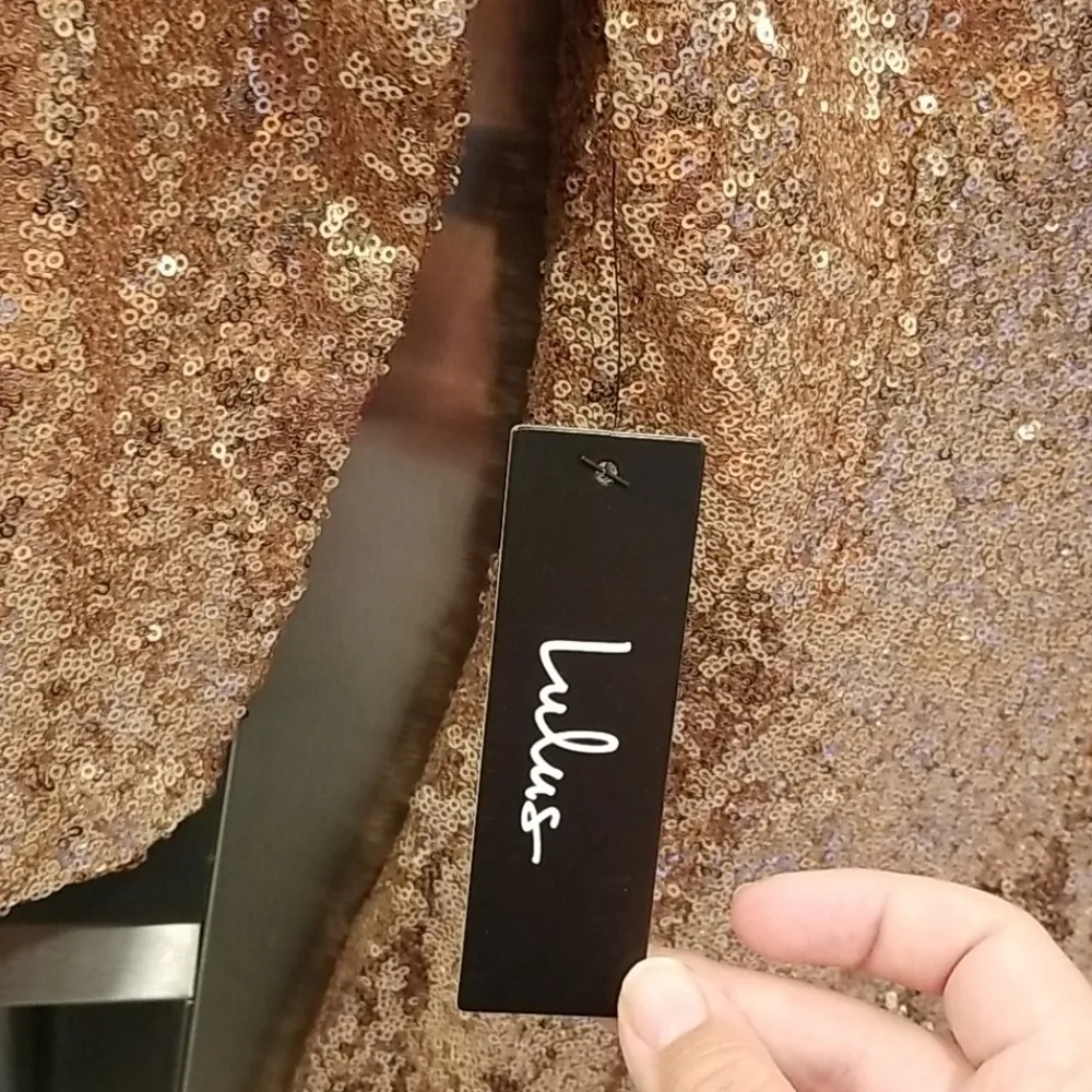 💕LULU'S💕 Delightful Ways Rose Gold Sequin Dress - Image 11