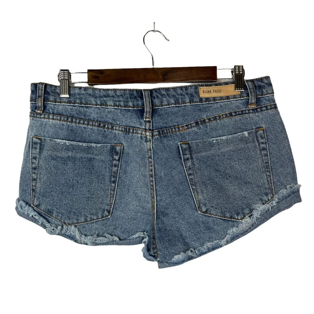 Blank Paige Medium Wash Distressed Denim Shorts L - Image 14